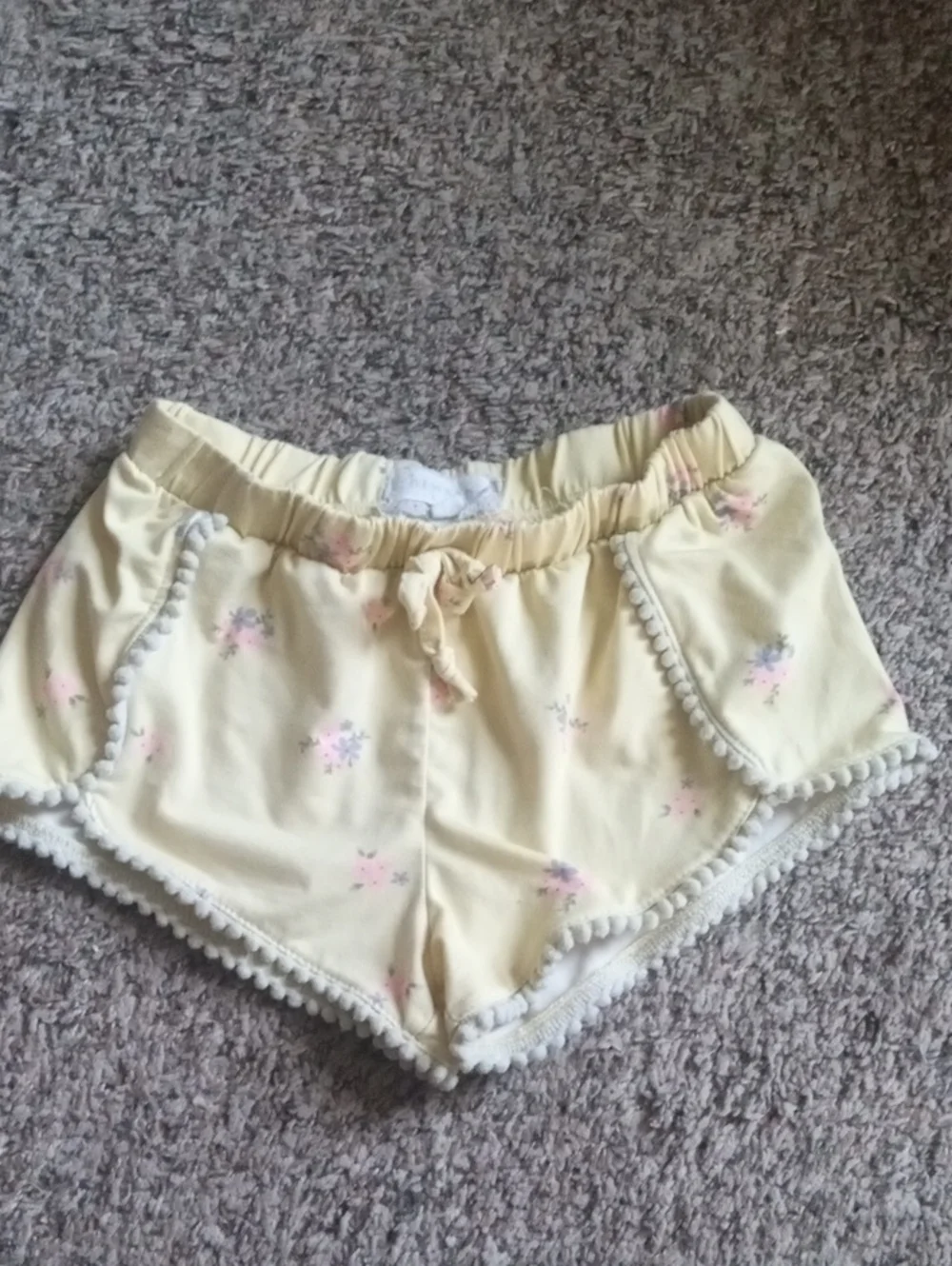 Girl's Cream Floral Pom-Pom Trim Sleep Shorts